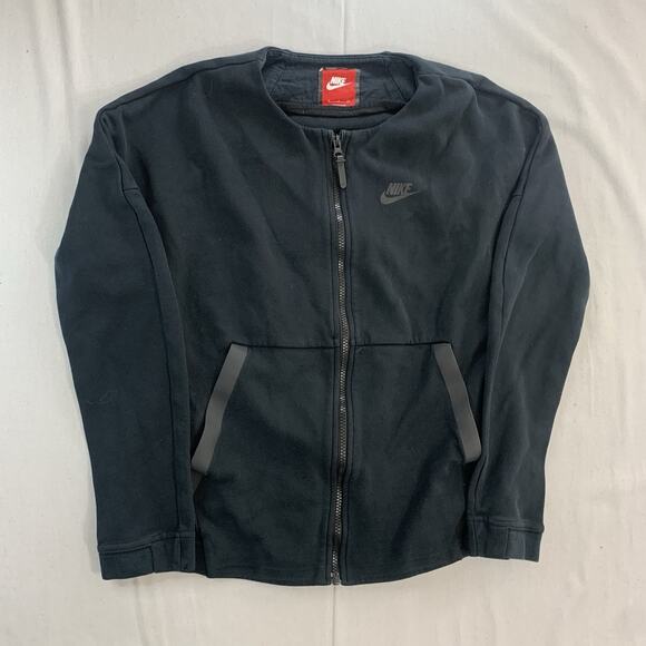 Nike Tech Fleece Zip Up Sweatshirt Womens Size Small Solid Black - Picture 1 of 7